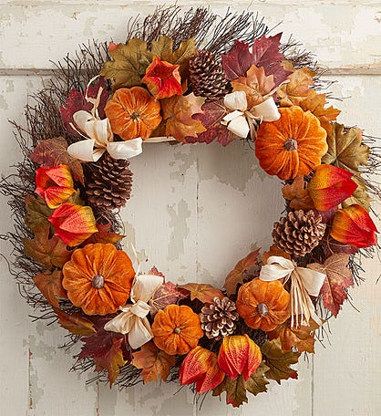 Velvet Pumpkin Wreath – 24”